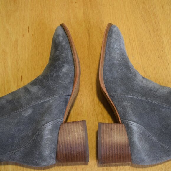 Lucky Brand Ankle Boots Gray Suede Womens Size 6 Used Chunky Heel "LK-LILYE" - Picture 6 of 11